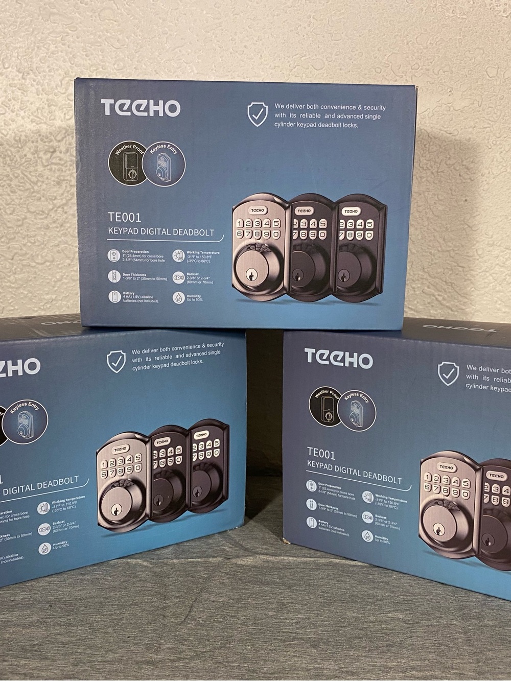 Lot of 3-NEW TE001 Keypad Digital Deadbolt - Satin Nickel